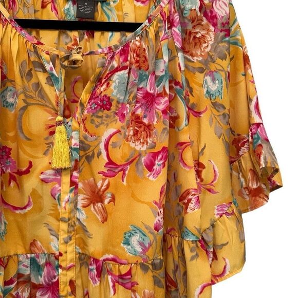 Chelsea & Theodore yellow floral boho blouse - Picture 4 of 7